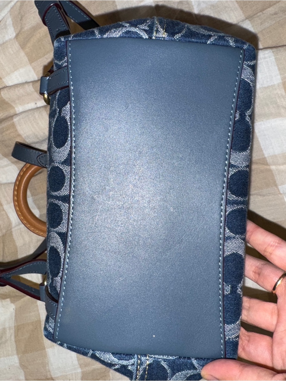 Coach Riya Blue Signature Denim Drawstring backpack - Picture 6 of 6